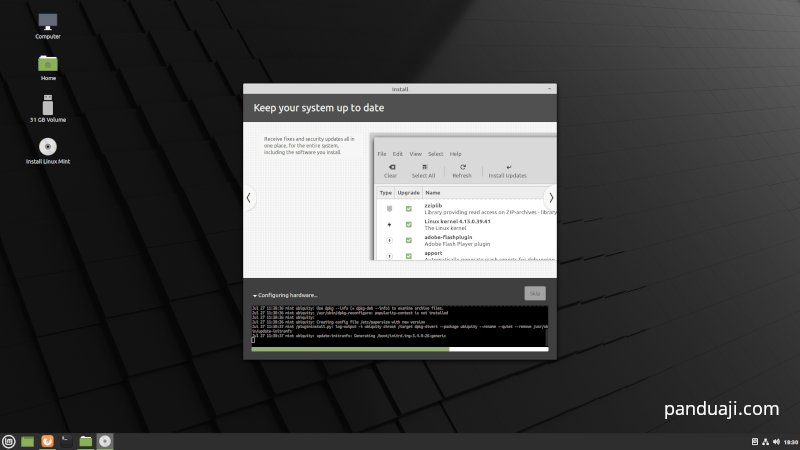Menunggu proses instalasi Linux Mint